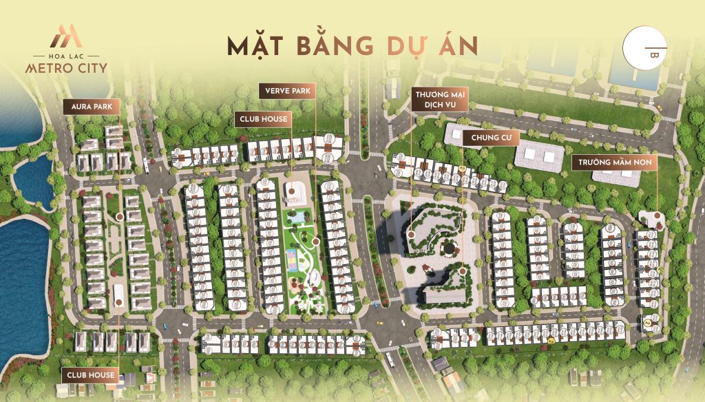 Mặt bằng tổng thể Nammon Square – Quy hoạch bài bản, tiện ích đồng bộ với khu biệt thự, shophouse, chung cư, trường mầm non, công viên Aura Park, Verve Park, cùng hệ thống Club House, thương mại – dịch vụ.