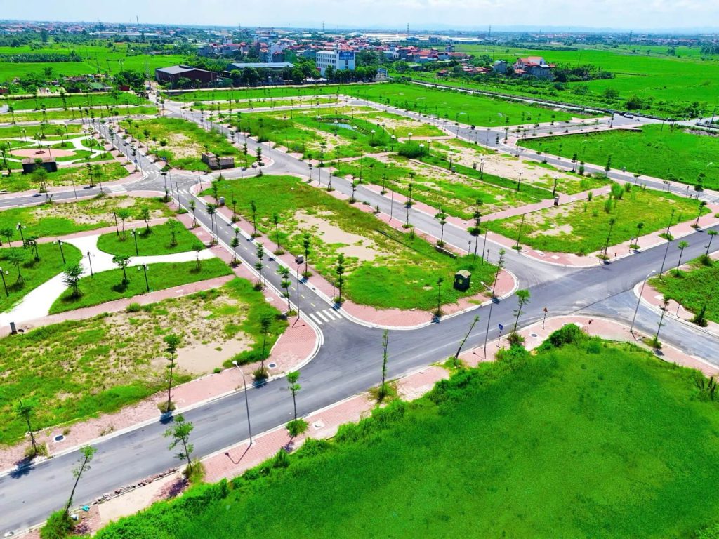 Toàn cảnh hạ tầng dự án Nammon Square Thường Tín đang dần hoàn thiện, hệ thống đường nội khu và cây xanh đã được quy hoạch đồng bộ.